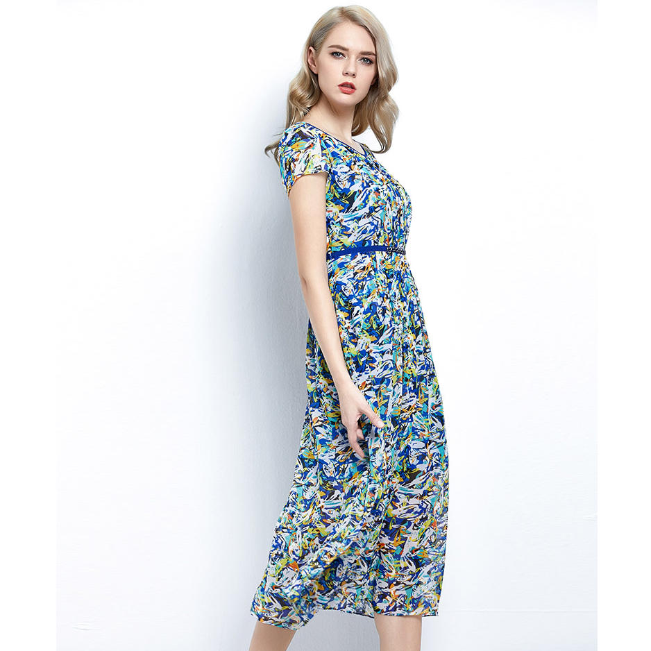 OEM Short Sleeve Printing Dress For Women